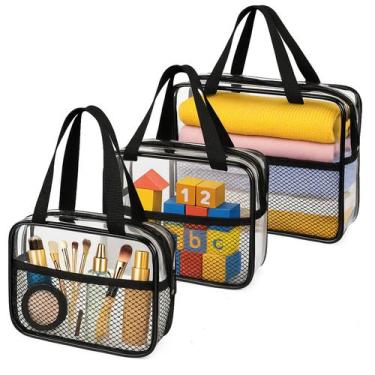 Imagem de Sacos de higiene pessoal de viagem XEWEA Large Small Clear 3 peças imp