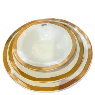 Imagem de Prato Raso,Fundo e Sousplat Bege com Filete Amassada 18un Scalla