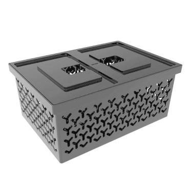 Imagem de Caixa Organizadora com Tampa Preta Cesto Médio Crippa Brinquedos Closet Lavanderia