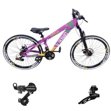 Imagem de Bicicleta Aro 26 Vikingx Aluminio Tuff 25 Mtb 24v Cambio Shimano Diant
