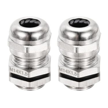 Imagem de PATIKIL Prensa-cabos elétricos à prova d'água, M14 2 peças 1/15.2 cm a 1/7.6 cm, cabo de latão niquelado, conector elétrico protetor de fio para caixa de cabos ao ar livre caixa de junção