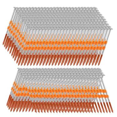 Imagem de SITLDY Pregos de moldura de 21 graus, 1000 unidades, haste de anel de 3 1/2 polegadas x 0,332 cm, cabeça redonda completa galvanizada a quente, para pregador elétrico pneumático de 20 a 22 graus