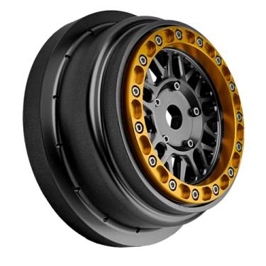 Imagem de BeaxTurbo Racing Upgrade Parts CNC Aluminum Bead Lock Wheel for Losi Super Baja rey2.0 1/6 1pcs Black (Black-Gold)