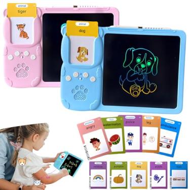 Imagem de Croeve Talking Tablet, LED Writing Tablet for Kids, 2-in-1 Voice Pad & Drawing Pad, Magic Doodle Board Drawing for Kids Electronic Writing Board (2 PCS Blue+Pink, 224 Words)