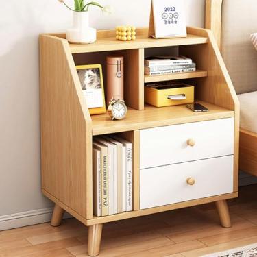 Imagem de Mesa de cabeceira moderna mesa lateral multifuncional armário de armazenamento mesa final com gaveta e prateleira aberta para sala de estar, quarto, cabeceira, entrada, casa, escritório, C
