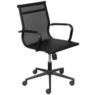 Imagem de Cadeira De Escritório Eames Esteirinha Tela Mesh Baixa Dark - Tatu Bol