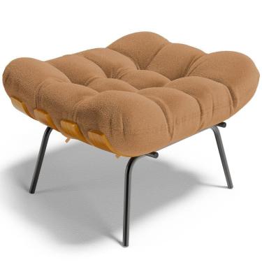 Imagem de Puff Decorativo Sala De Estar Costela L02 Bouclê Mostarda - Lyam Decor