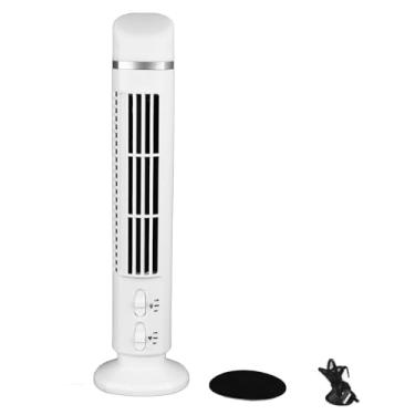 Imagem de Mbeysaq Ventilador de torre sem lâminas, ventilador de mesa portátil USB com luz para casa, quarto, escritório (branco)