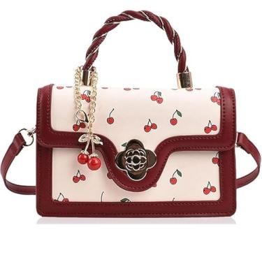 Imagem de JANLOVE Bolsa feminina cereja vermelha, Vinho tinto