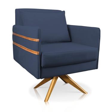 Imagem de Poltrona Giratória Mari Suede Azul Marinho
