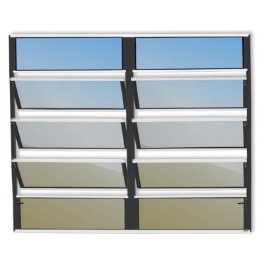 Imagem de Janela De Aluminio Basculante 2 Seções Plus Vidro Reflex 100cm X 120cm Brimak Mix Preto