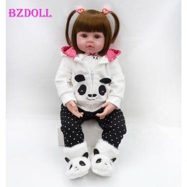 Imagem de Bebê Reborn Boneca 19 "48cm Realista Recém-nascido Lifelike Panda Bebe Color Brown Eyes
