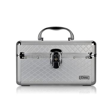 Imagem de Maleta De Maquiagem E Joias Profissional Cisne Organizadora Csn-l5152 Completa - Prata