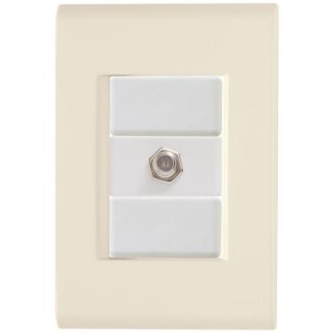 Imagem de Cj Tomada Conexão Tv Sat Coaxial Liz Bege Tramontina Completo Pronto Tramontina