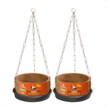 Imagem de 2 Vasos Suporte e Prato Suspenso Completo Grande 04 Samambaia Nutripla