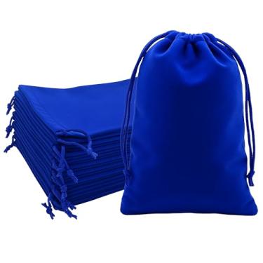 Imagem de Mandala Crafts Sacos com cordão de veludo azul royal 12 x 17 cm – 50 bolsas pequenas de veludo com cordão a granel para lembrancinhas de festa e casamento, embrulho de presente, embalagem e sacolas de