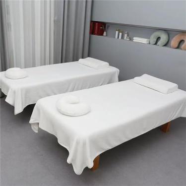 Imagem de MWNAGO Lençóis De Mesa Massagem Profissional Com Orifício Para O Rosto 47 X 87 Pol., Quentes E Macios Spa, Capa Cama Salão Beleza (Apenas 1 Lençol Branco)