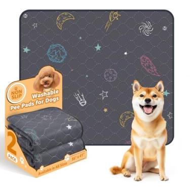 Imagem de LOOBANI Tapete Higiênico Lavável Para Cães: Reutilizável Cães De Médio Porte, Pacote Com 2 Unidades, À Prova D'Água, Filhotes, 91 Cm X 104 Cm, Antiderrapante Treinamento Penico, Cercadinho, Chão, Ga