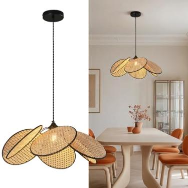 Imagem de ADCTHOME Lustre Boho, Luminária Pendente De Corda Cânhamo, Rattan Tecido À Mão, Vime Para Sala Jantar, Estar, Ilha, Cozinha E Quarto