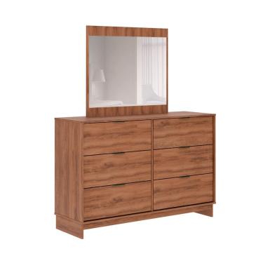 Imagem de Cômoda com Espelho Talin 6 Gavetas Freijó