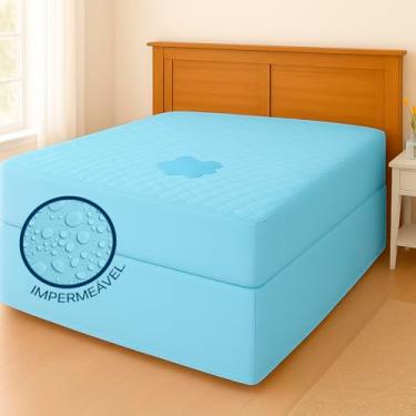 Imagem de Capa Protetora de Colchão Solteiro Impermeável c/ 4 Camadas de Proteção(Azul-Solteiro)