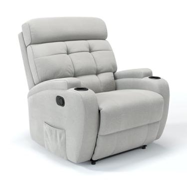 Imagem de Poltrona do Papai Reclinável Manual Wall Save em Linho Com Massageador - Modelo Florença Manual Damie (Cinza)