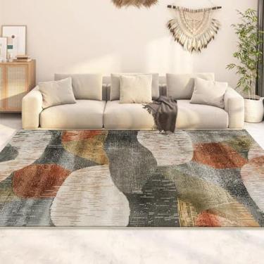 Imagem de Tapete abstrato fácil de limpar para sala de estar, sofá, área de estar, carpete grande, quarto, vestiário, tapete lavável (3,2 x 6,5 pés (100 x 200 cm)/CX037-Flannel-11)