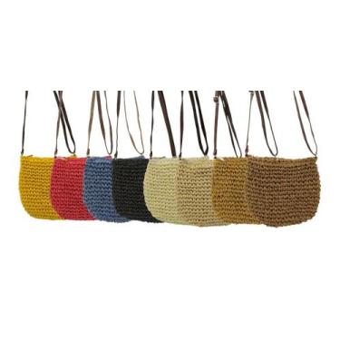 Imagem de Bolsa de Palha Saco Com Alça Couro Transversal Casual Simples - Kingle
