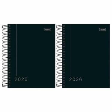 Imagem de Kit 02 Agenda 2026 Espiral Diária Pepper Executiva Preta/Rosa Capa Dur