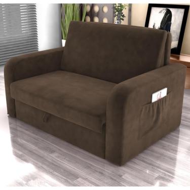 Imagem de Sofá Cama Com Baú 2 Lugares Harry Veludo Marrom