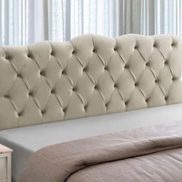 Imagem de Cabeceira Cama Box King Size Estofada Madeira Atena (Bege)
