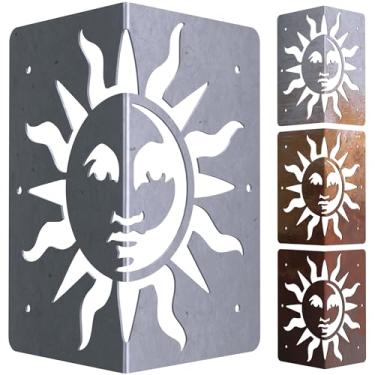 Imagem de Starby Suportes De Canto Para Canteiros Elevados Cor-Ten Diy Sun And Moon - Aço Intemperizado Premium Resistente Conjunto Quatro 8" Da Série Lawn & Garden Designer