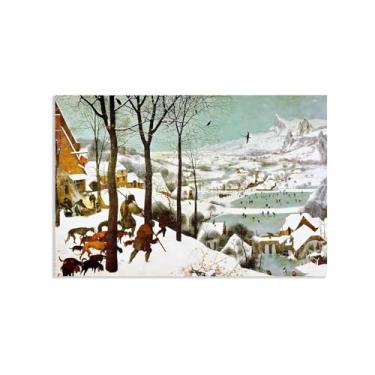 Imagem de Pieter Bruegel The Elder Canvas Wall Art Hunter in The Snow Art Poster Modern Canvas Wall Decor para sala de estar quarto 80 x 50 cm (31 x 20 pol) sem moldura