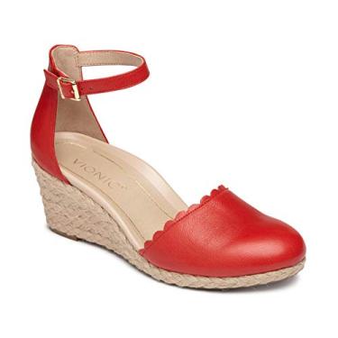 Imagem de Sandálias femininas Vionic Aruba Anna Wedges – Sandálias Espadrille com suporte de arco ortopédico oculto, Cereja, 11