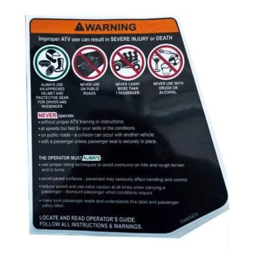 Imagem de Adesivo Advertência Geral e Cuidado Quadriciclo Can-Am (REF: 704905672