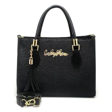 Imagem de Bolsa Feminina Tiracolo Transversal de Couro Sintético Pequena 26cm – Elegante, Casual e Executiva, com Alça Regulável (PRETO)