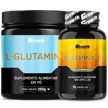 Imagem de Glutamina Pura 250g + Vitamina D 75 Caps Growth Supplements
