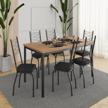 Imagem de Conjunto Sala de Jantar Mesa Retangular Tampo BP com 6 Cadeiras Adrian