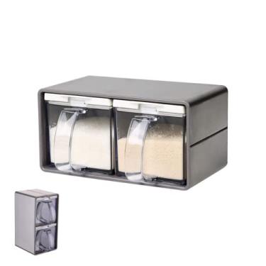 Imagem de Porta Temperos Moderno - Kit Organizador de Temperos para Cozinha Transparentes Herméticos, Inclui Colher Dosadora - Organizador para Gaveta e Bancada​