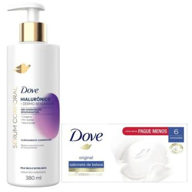 Imagem de Kit Dove Sérum Corporal Hialurônico 380ml + Sabonete Barra Original 90