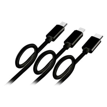 Imagem de Cabo usb três pontas 2m preto - oex - Newex - iPhone