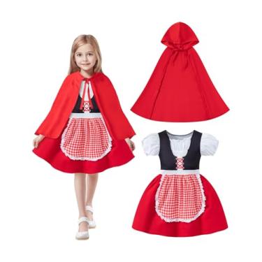 Imagem de MOMMY'S NEW MAN Fantasia infantil de chapeuzinho vermelho para meninas, vestido de Halloween e Natal para meninas com capa, Preto, 5T