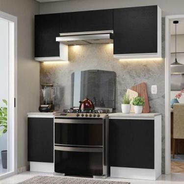 Imagem de Armário De Cozinha 180Cm Branco/Preto Glamy 12 Branco/Preto - MADESA