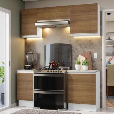 Imagem de Armário De Cozinha 180Cm Glamy 12 Branco/Rustic - MADESA