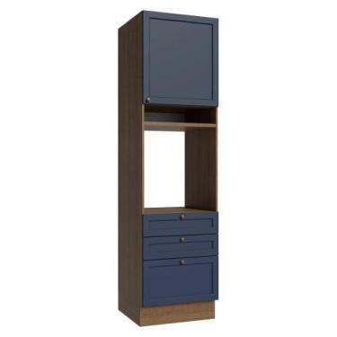 Imagem de Torre Quente 60 Cm 1 Porta 3 Gavetas Rustic/azul Vik Madesa Rustic/azu