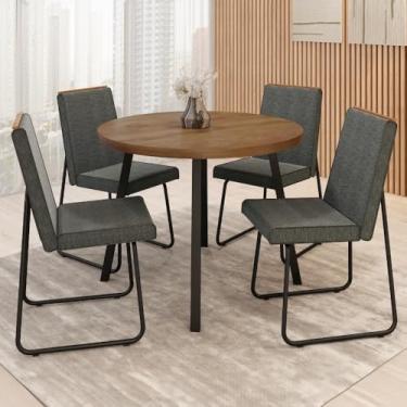 Imagem de Conjunto Sala de Jantar 4 Cadeiras Piemonte Carraro (Nogal e Preto)