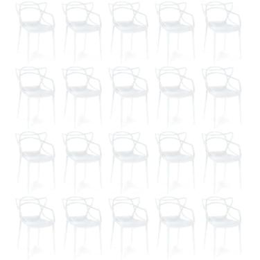 Imagem de Kit 20 Cadeiras de Jantar Allegra Prática Empilhável - Branco