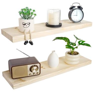 Imagem de BGMG Prateleiras flutuantes de madeira para parede de 76 cm, prateleiras de parede de madeira rústica para banheiro, sala de estar, quarto, cozinha, fazenda, conjunto de 2 a 76 x 17 x 3 cm - DIY