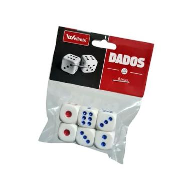 Imagem de Kit 6 Dados Pequenos de 6 Lados para Jogos de Tabuleiro e RPG