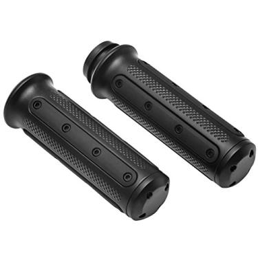 Imagem de Acessório de guidão de motocicleta Kuryakyn 6123: Pegas da indústria pesada com tampas de extremidade para controle eletrônico do acelerador: motocicletas Harley-Davidson 2008-19, preto acetinado, 1 par